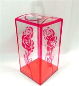 Коробочка подарочная прозрачная с рисунком(пластик) 22,5*11*11см Роза