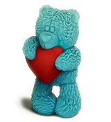 Медвежонок с сердечком (стоит) 3D форма пластиковая