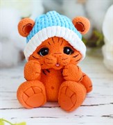 Тигрёнок в вязаной шапке 3D силиконовая форма